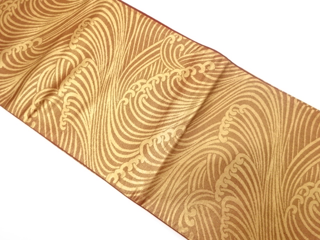 JAPANESE KIMONO / ANTIQUE FUKURO OBI / SILK / WOVEN ROUGH WAVE